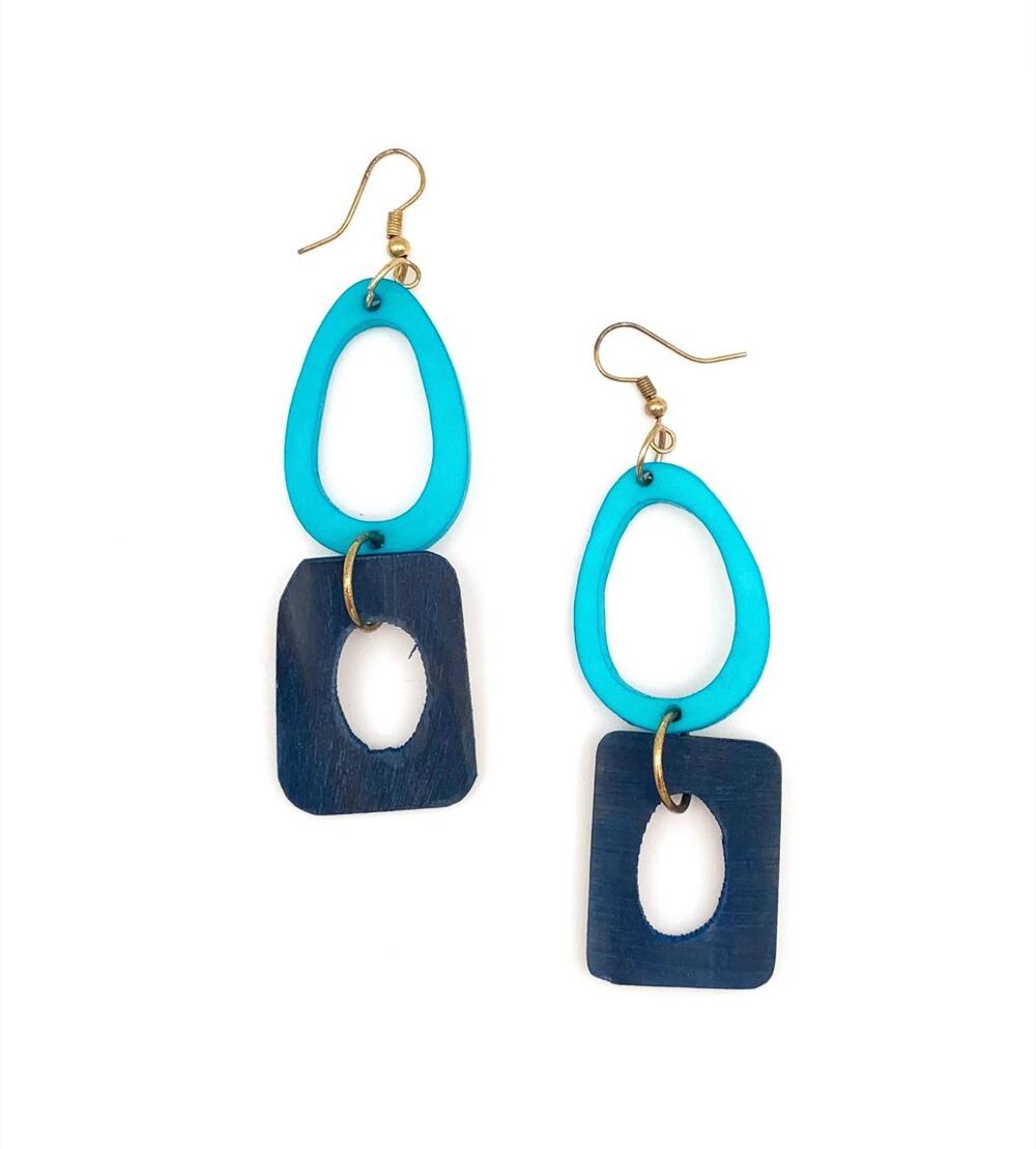 Hoop and Rectangle Fair Trade Earrings